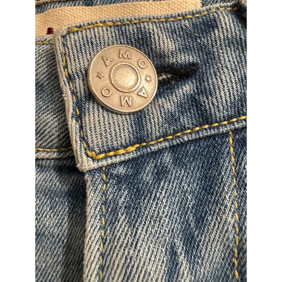 Amo High Rise Kick Crop Jeans Sz 25 Topanga Wash Chic Trendy Light Wash Flare - Picture 5 of 9